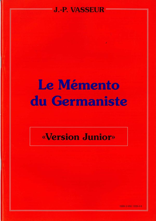 Couverture du livre « LE MEMENTO DU GERMANISTE "VERSION JUNIOR" »