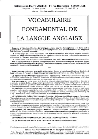Couverture du livre « LE VOCABULAIRE FONDAMENTAL DE LA LANGUE ANGLAISE »